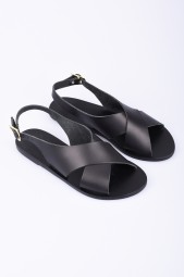 ANCIENT GREEK SANDALS black leather sandals "Maria"