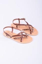 ANCIENT GREEK SANDALS chestnut leather sandals "Semele nails"