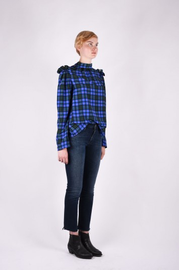 MSGM  High-neck tartan blouse