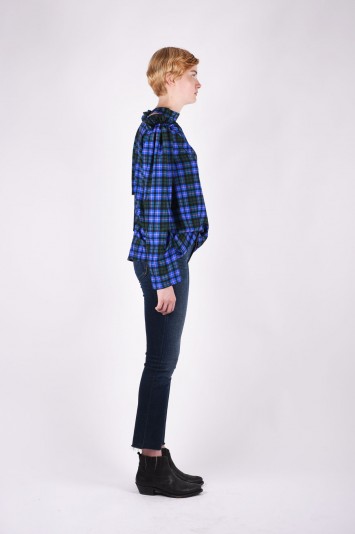 MSGM  High-neck tartan blouse